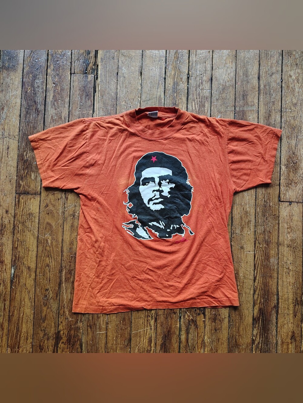 Vintage Che Guevara T Shirt 90s Y2K Cuba Mens XL Orange Tee Extra Large